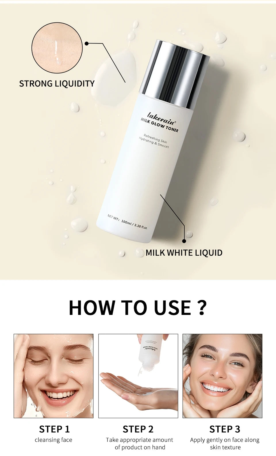 Brightening Milk Glow Toner for Hydrated Skin
