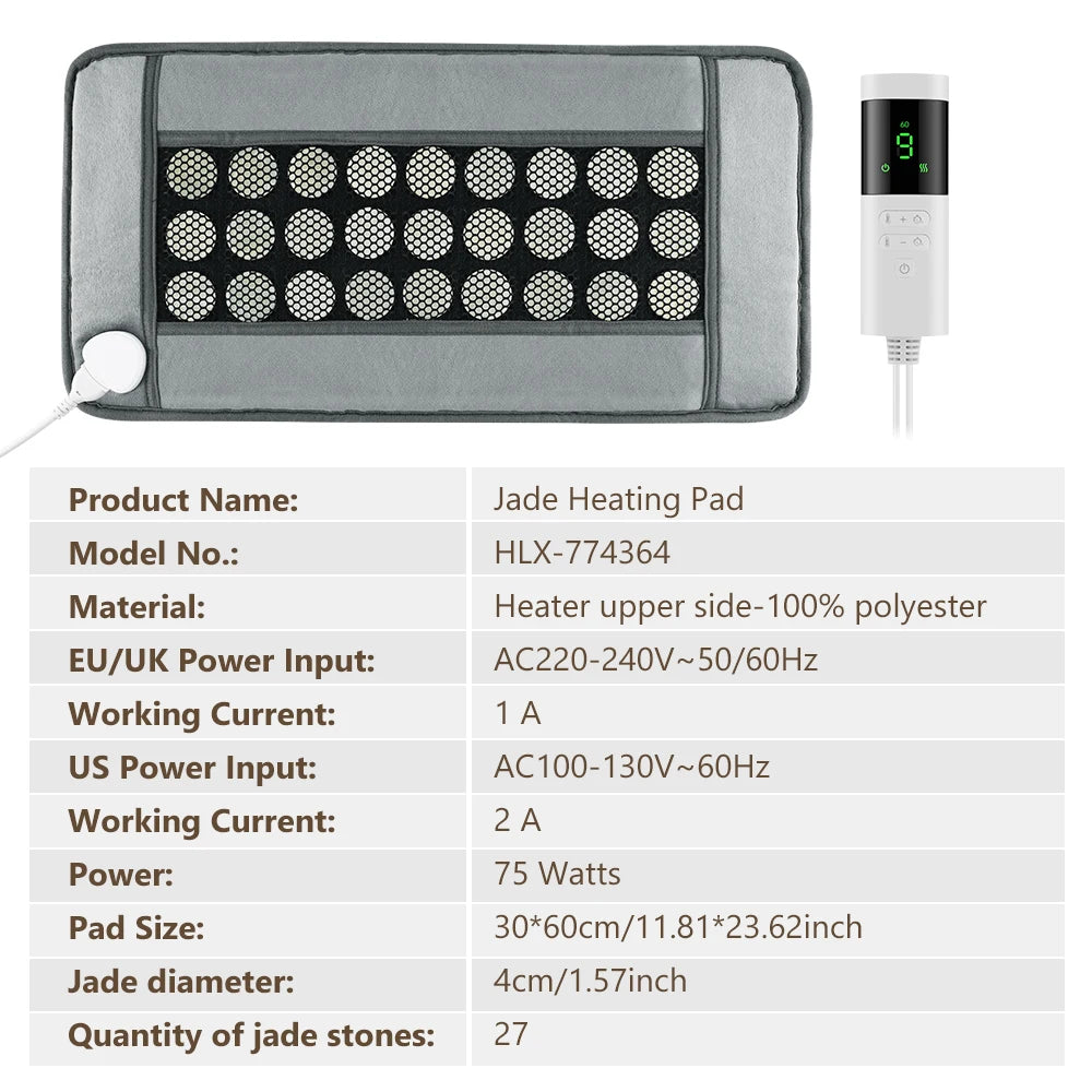 Jade Stone Electric Heating Pad for Pain Relief - 12