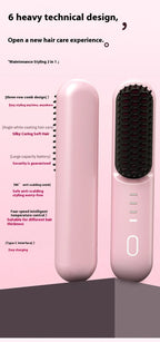 Cordless Ionic Hair Straightening Brush for Fast Styling
