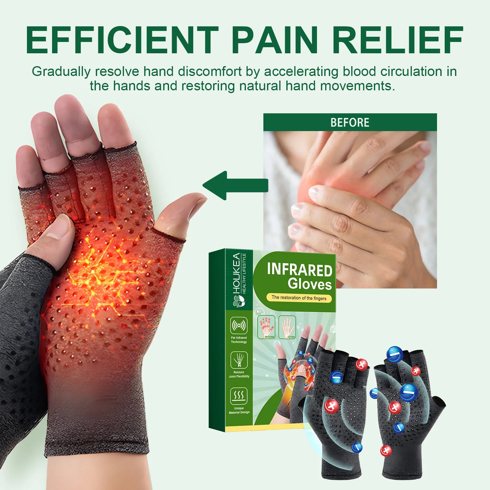 Magnetic Arthritis Compression Gloves for Hand and Wrist Pain Relief - 6
