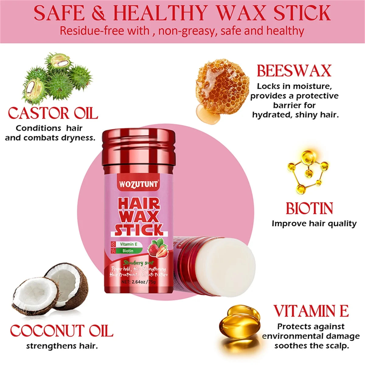Hair Wax Stick Styling Pomade for Frizzy Hair and Flyaways - 10