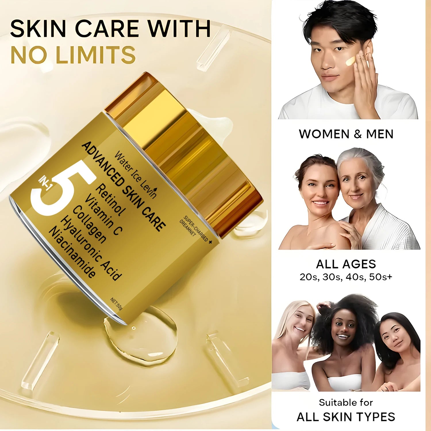 5-in-1 Facial Moisturizing Cream with Vitamin C Retinol and Collagen - 4