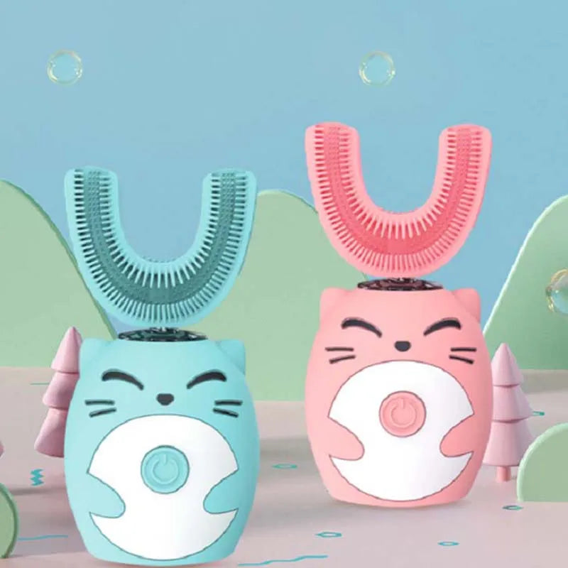 Kids Dinosaur Sonic Electric Toothbrush U-Shaped Rechargeable Brush
