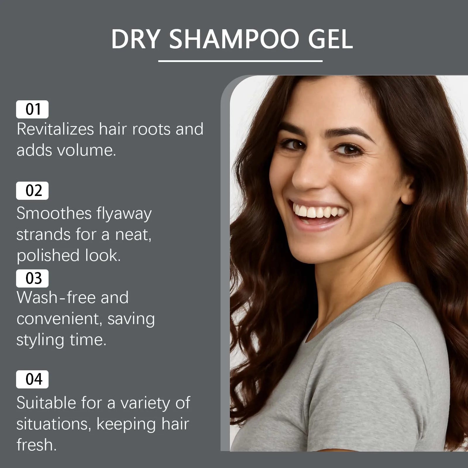 Volumizing Dry Shampoo Gel 59g for Oil Control and Hair Texture