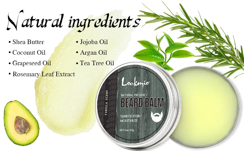 Lockmio Natural Vanilla Beard Balm for Softening Grooming and Styling - 9