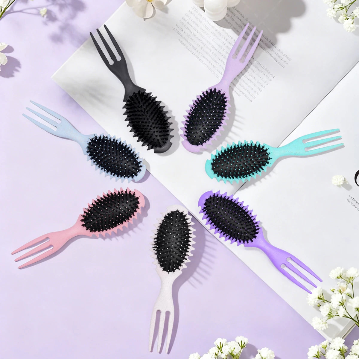 Multifunctional Curly Hair Styling Comb and Scalp Massage Brush - 1