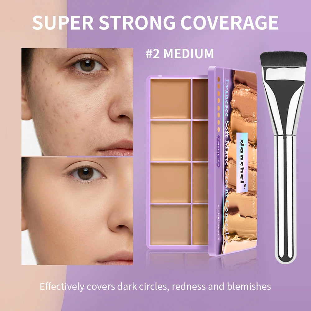 8-Shade Cream Concealer Palette for Face Contouring and Highlighting