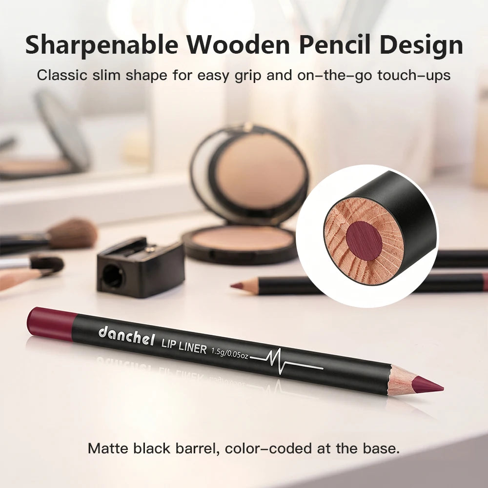 Professional 12-Piece Waterproof Lip Liner Pencil Set