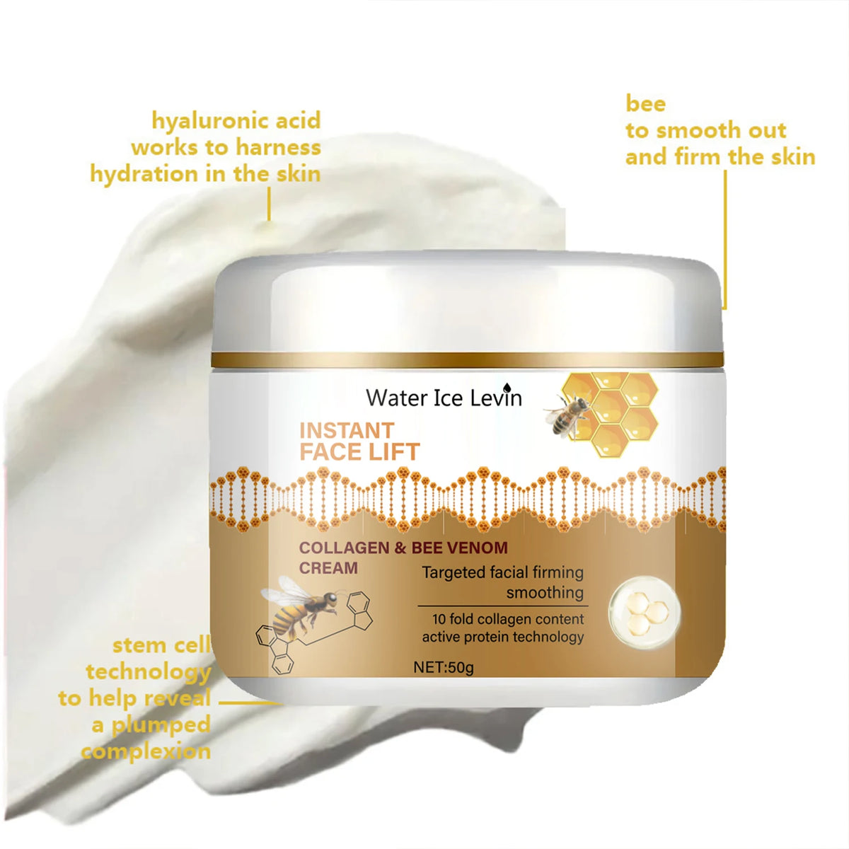Water Ice Levin Collagen Bee Venom Face Lift Cream Firming Moisturizer