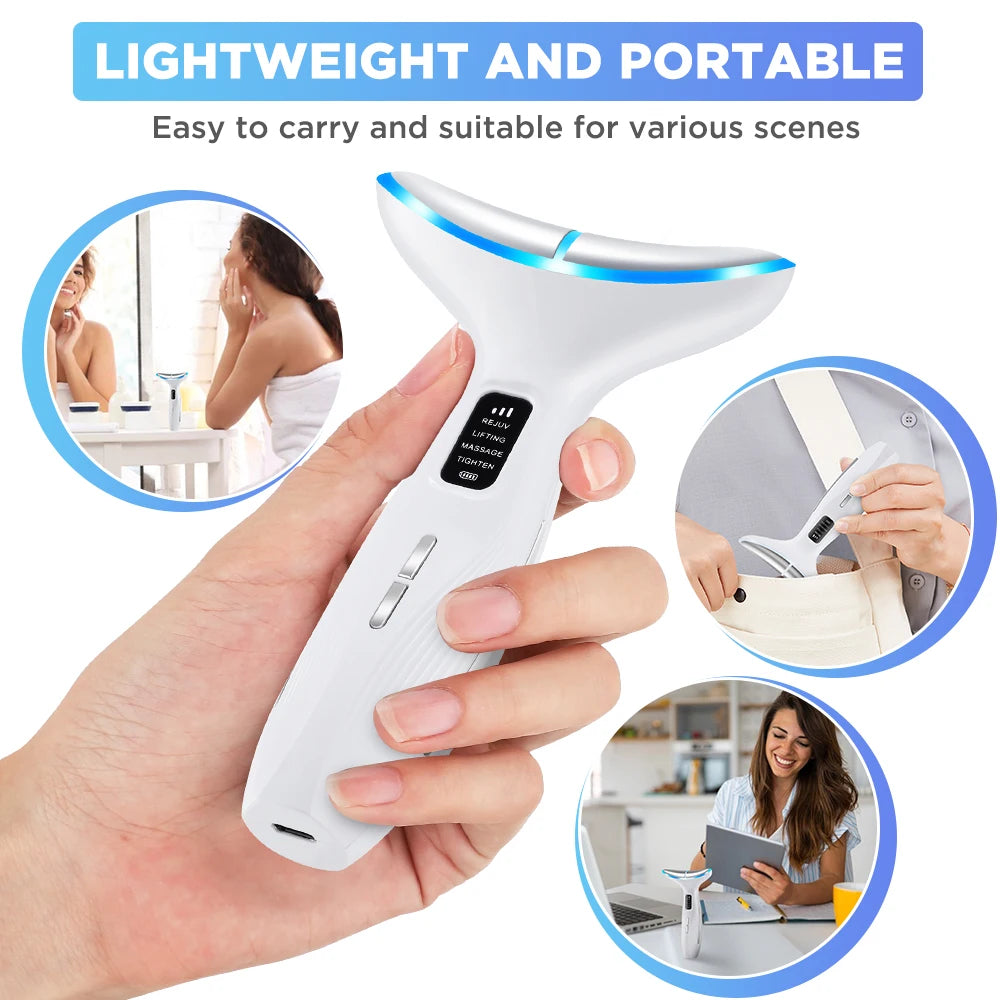 LED Facial and Neck Skin Tightening Massage Device