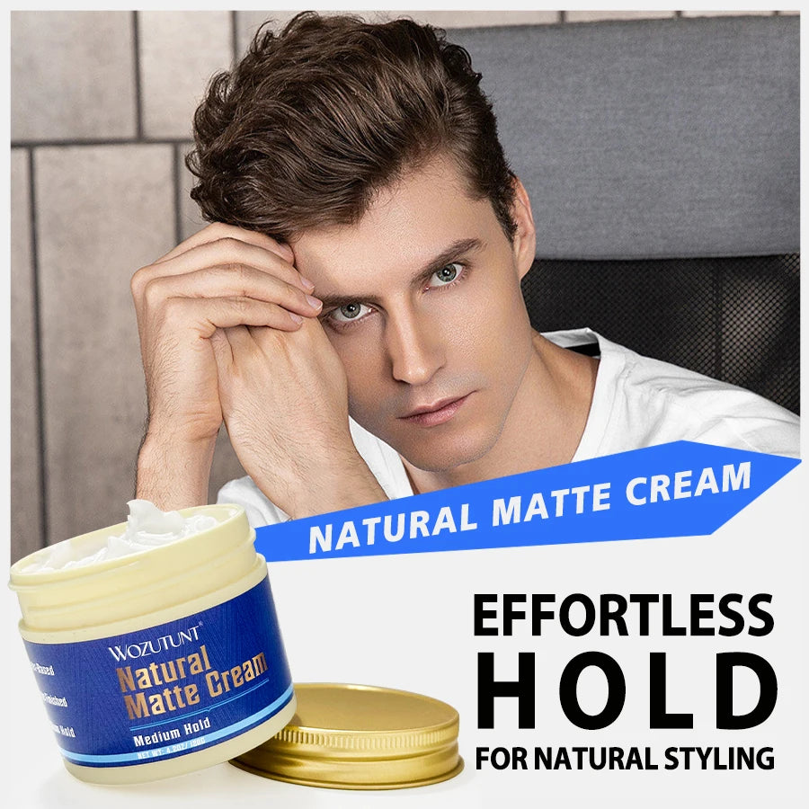 Wozutunt Mens Natural Matte Styling Cream Medium Hold Hair Clay 120g - 7