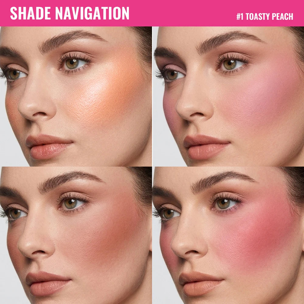 4-Color Matte Pigmented Blush Palette with Brush