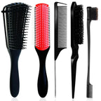 5 Piece Hair Detangling Comb and Styling Brush Set for Curly Hair