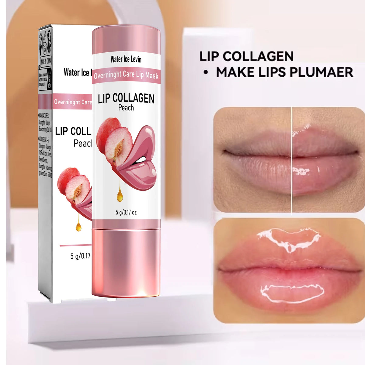Peach Collagen Overnight Lip Mask Nourishing Hydrating Lip Care Treatment