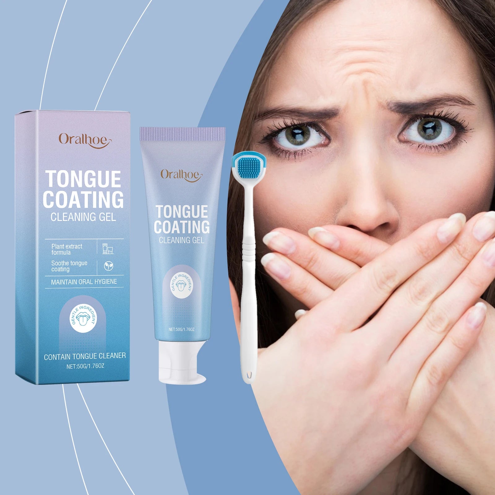 Tongue Cleaning Gel and Brush Kit for Fresh Breath - 2