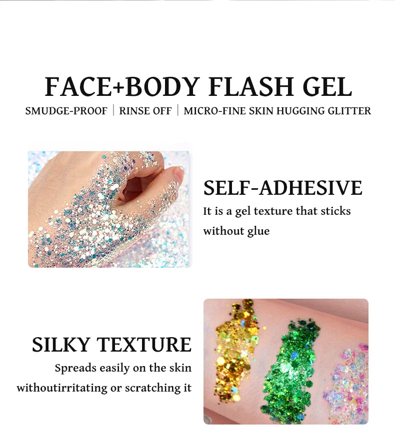 Molianji Glitter Gel Face and Body Shimmer Makeup for Parties