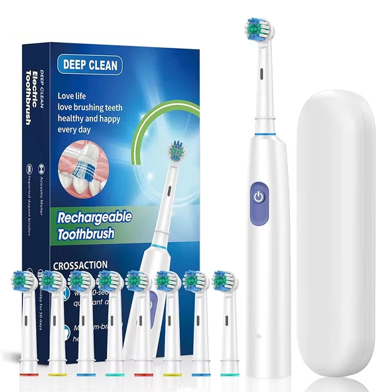 Rechargeable Rotating Electric Toothbrush with 4 Replacement Heads - 17