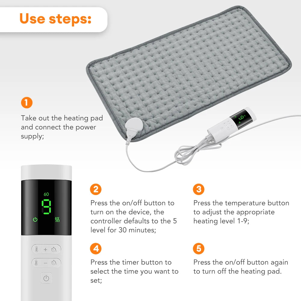 Electric Heating Pad for Back and Neck Pain Relief