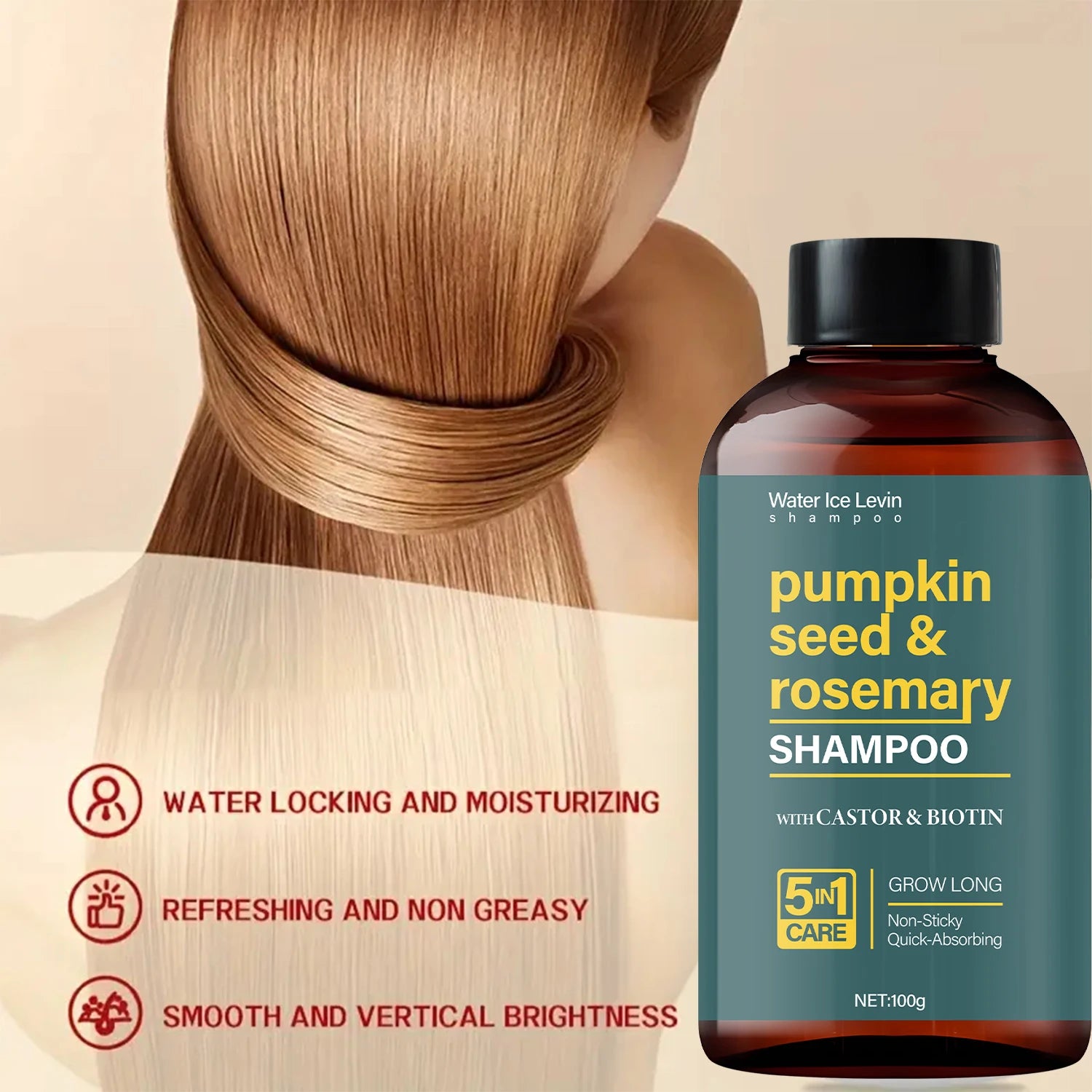 Pumpkin Seed and Rosemary Shampoo with Castor Oil and Biotin 100g - 4