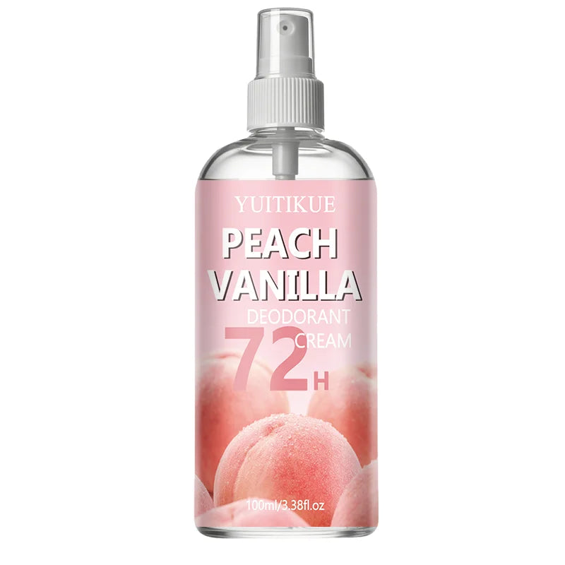 Yuitikue Peach Vanilla Deodorant Spray 72H Long Lasting Body Odor Control - 9