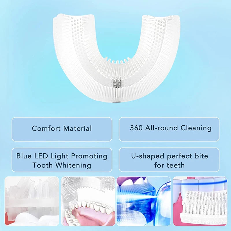 Smart UShape Ultrasonic Electric Toothbrush Rechargeable Whitening Set