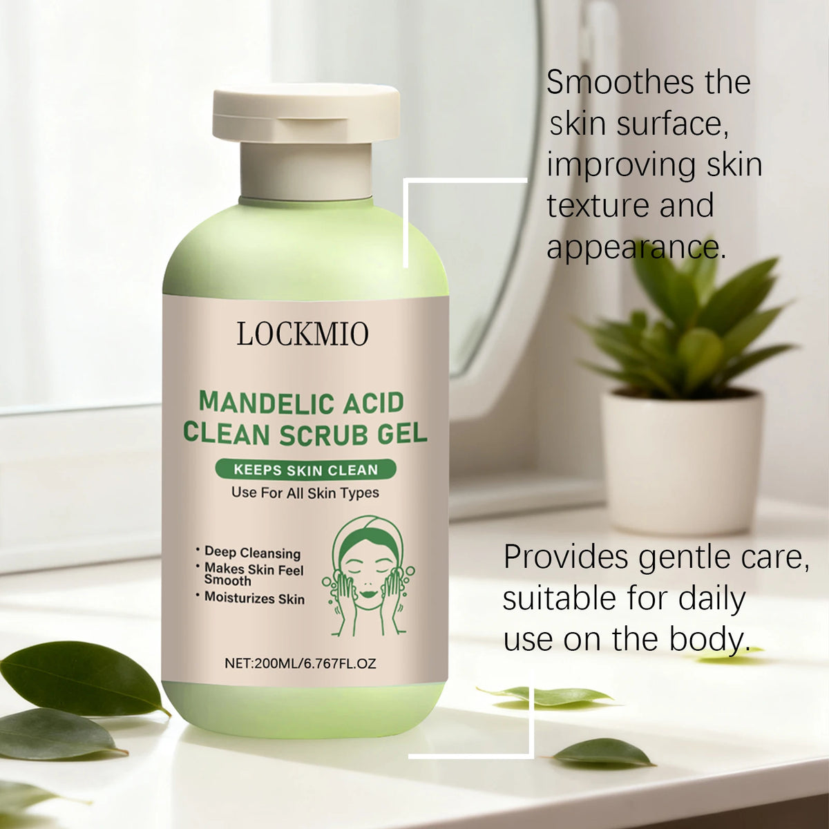 Lockmio Mandelic Acid Facial Exfoliating Scrub Gel Deep Pore Cleanser