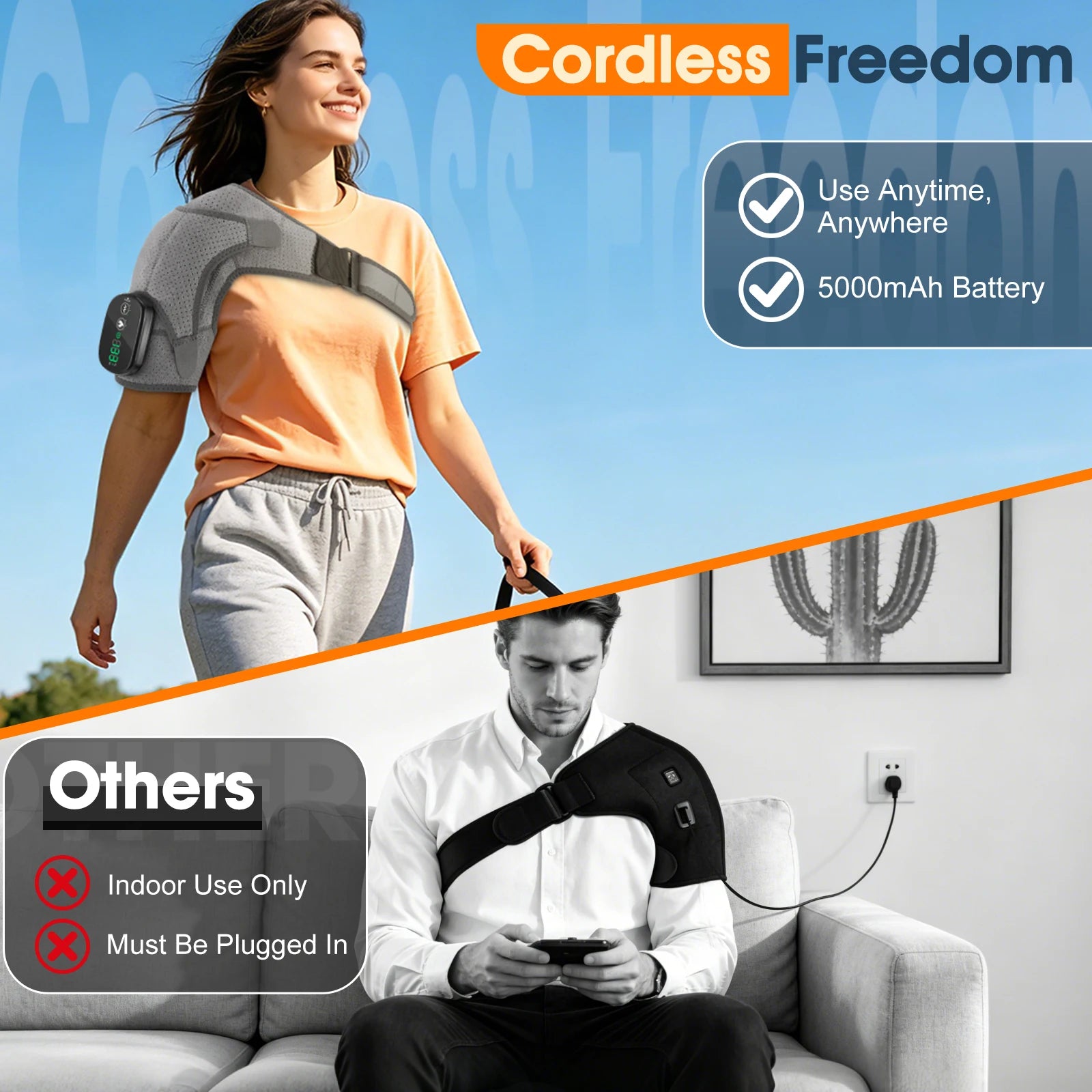Cordless Heated Shoulder Massager with Vibration - 9
