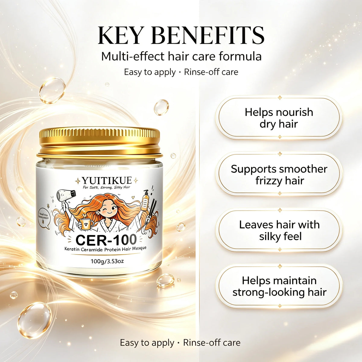 YUITIKUE CER-100 Keratin Ceramide Hair Mask Deep Conditioning Treatment