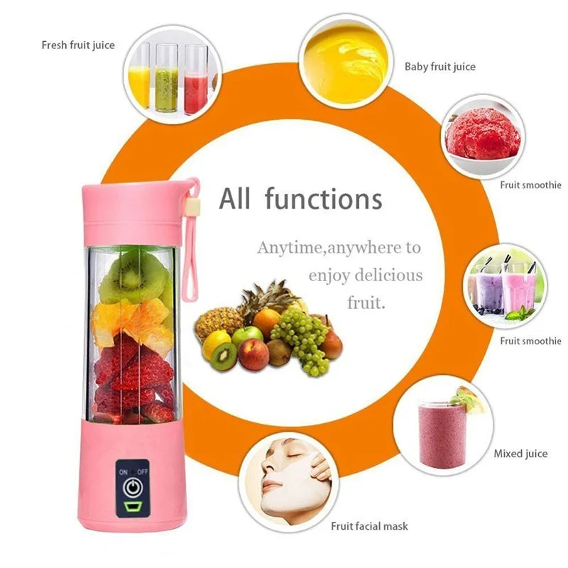 Portable USB Mini Juicer Blender 6 Blade Fruit Mixer Cup