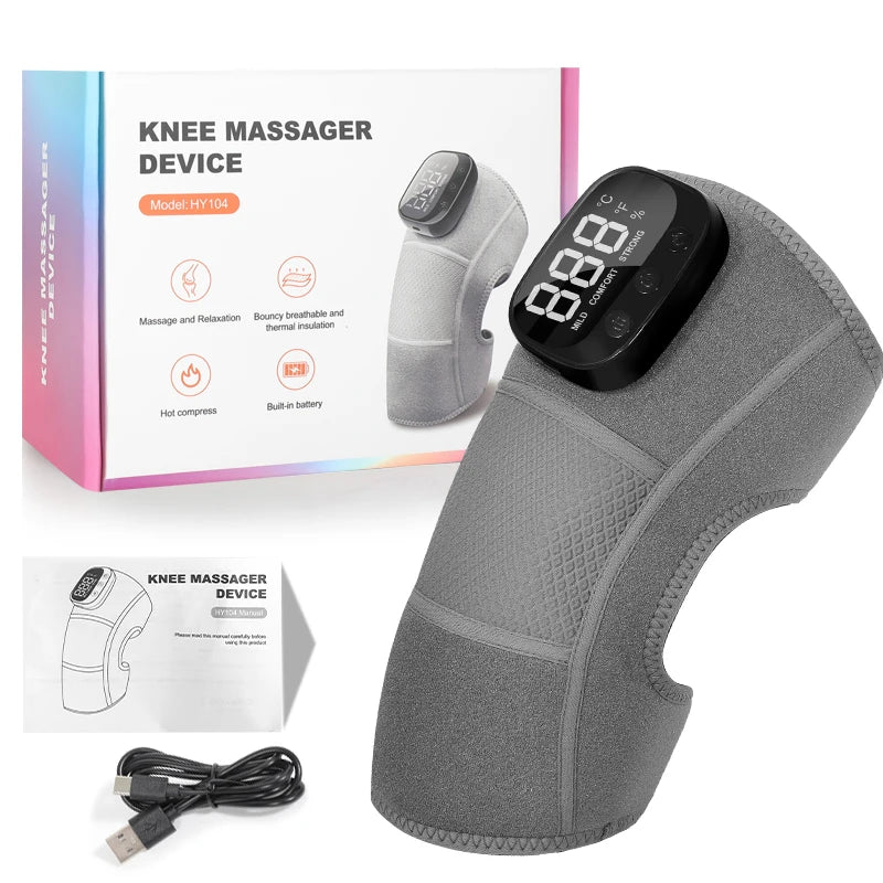 Cordless Heated Vibration Knee Massager for Joint Pain Relief