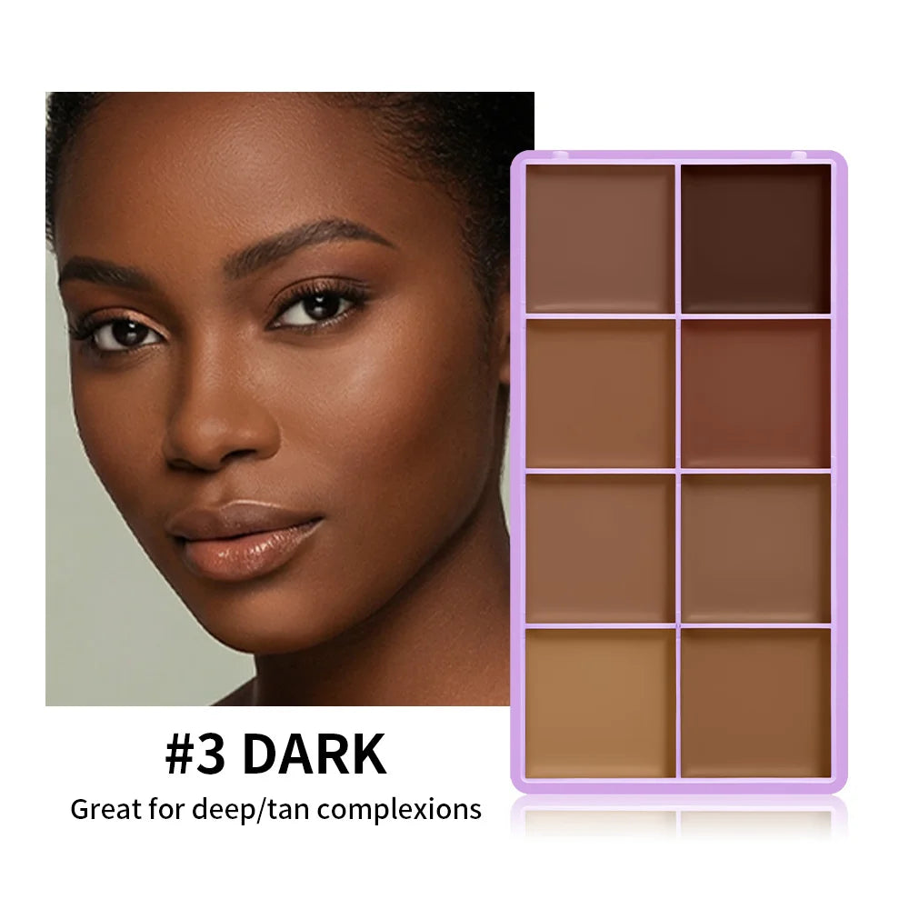 8-Shade Matte Cream Concealer Palette for Full Face Coverage