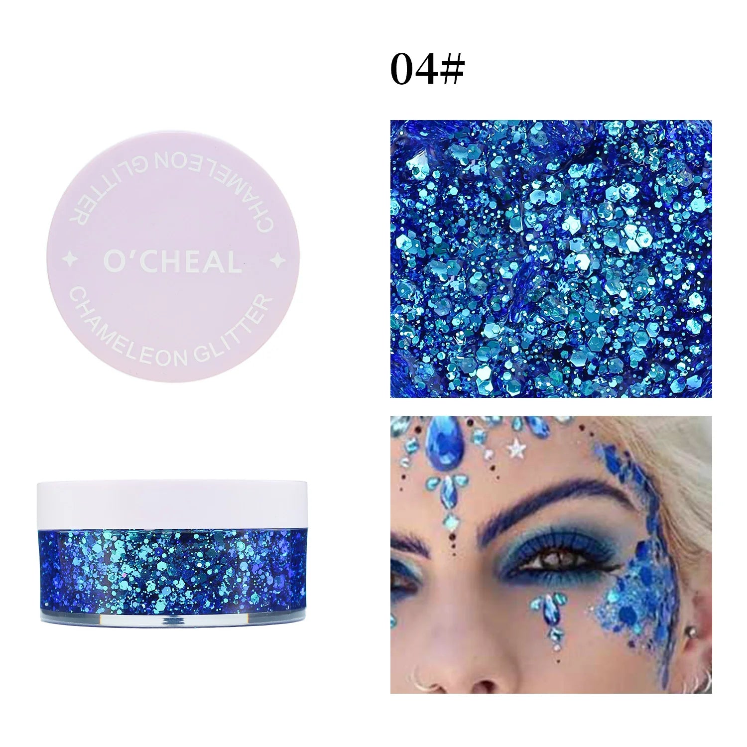 O'CHEAL Chameleon Glitter Gel Body Face and Hair Shimmer Makeup - 21