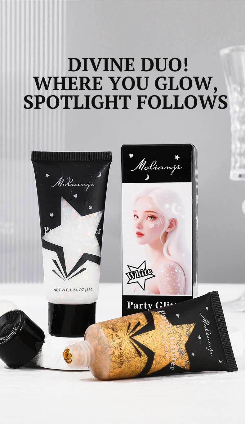 Molianji Glitter Gel Face and Body Shimmer Makeup for Parties