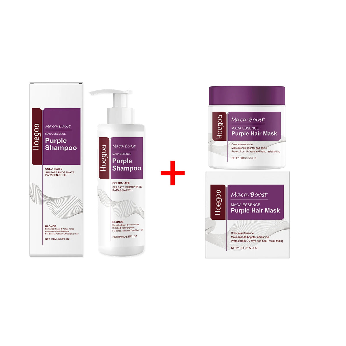 Purple Hair Mask and Shampoo Set for Color Protection