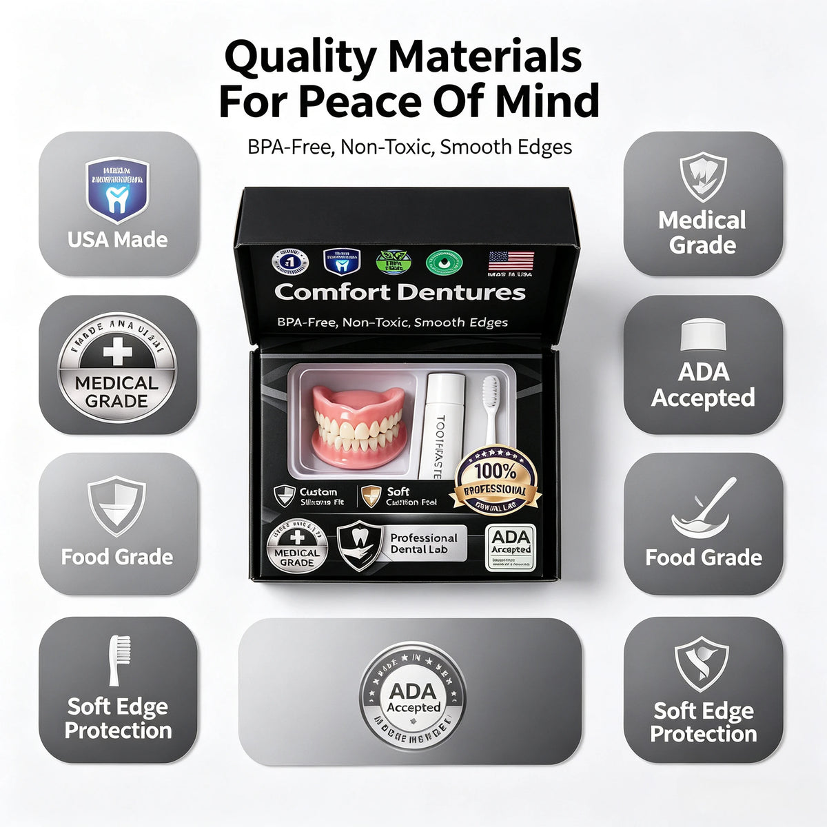 Moldable Cosmetic Denture Kit for Instant Smile