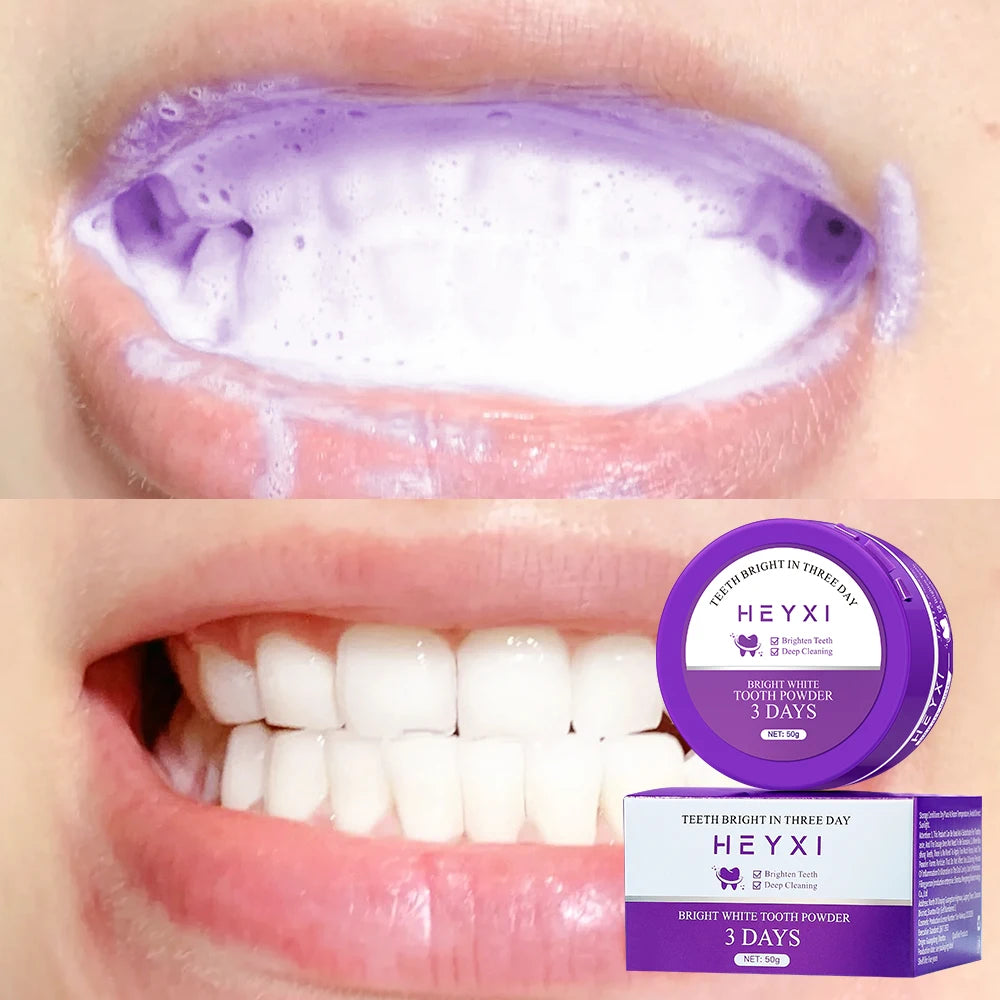 Heyxi Purple Tooth Powder Teeth Whitening and Deep Cleansing Formula - 9