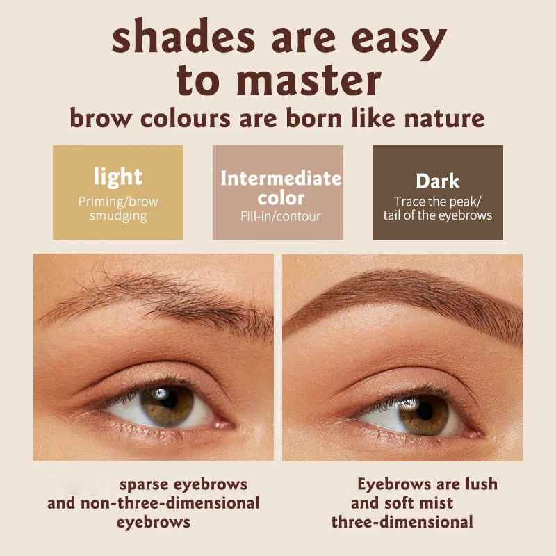 O'CHEAL Three Color Eyebrow Powder Waterproof Makeup Palette
