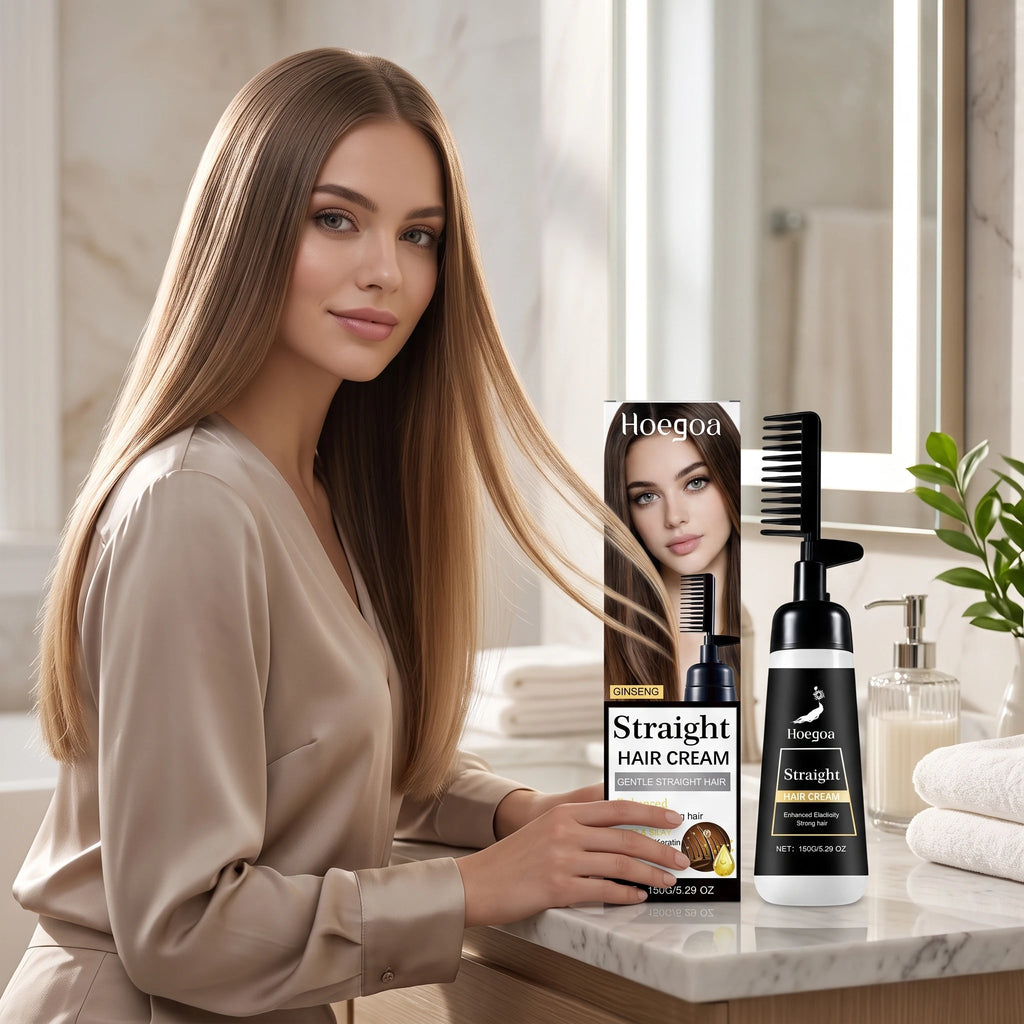 One-Step Hair Straightening Cream with Built-In Comb