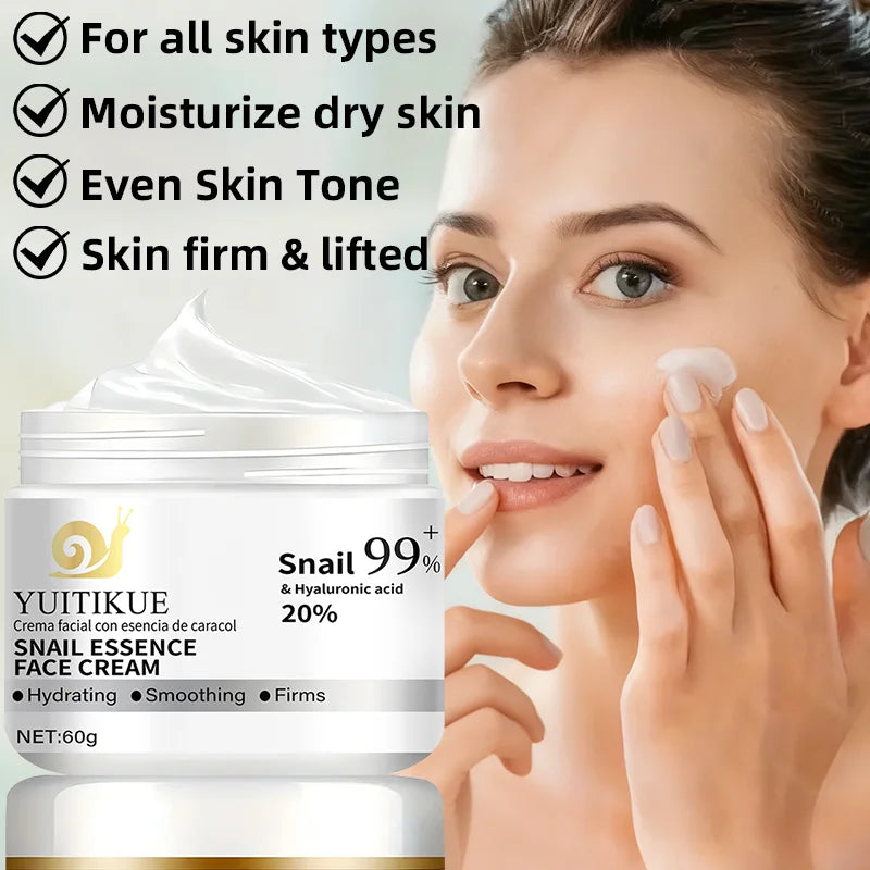 YUITIKUE Snail Mucin Face Cream Hyaluronic Acid Anti Aging Moisturizer