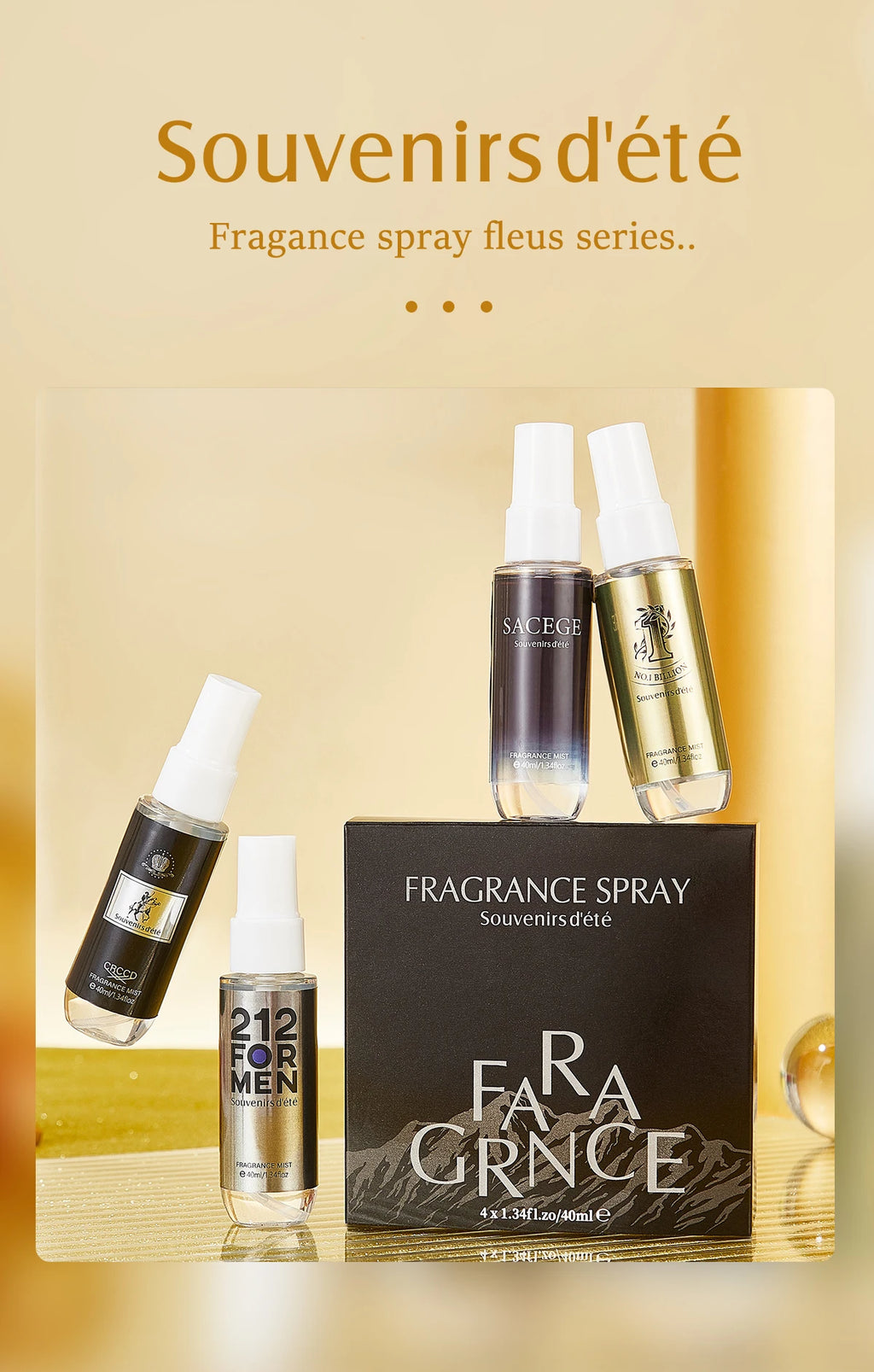 4 Piece Men Fragrance Spray Set Long Lasting Aromatic Cologne Gift