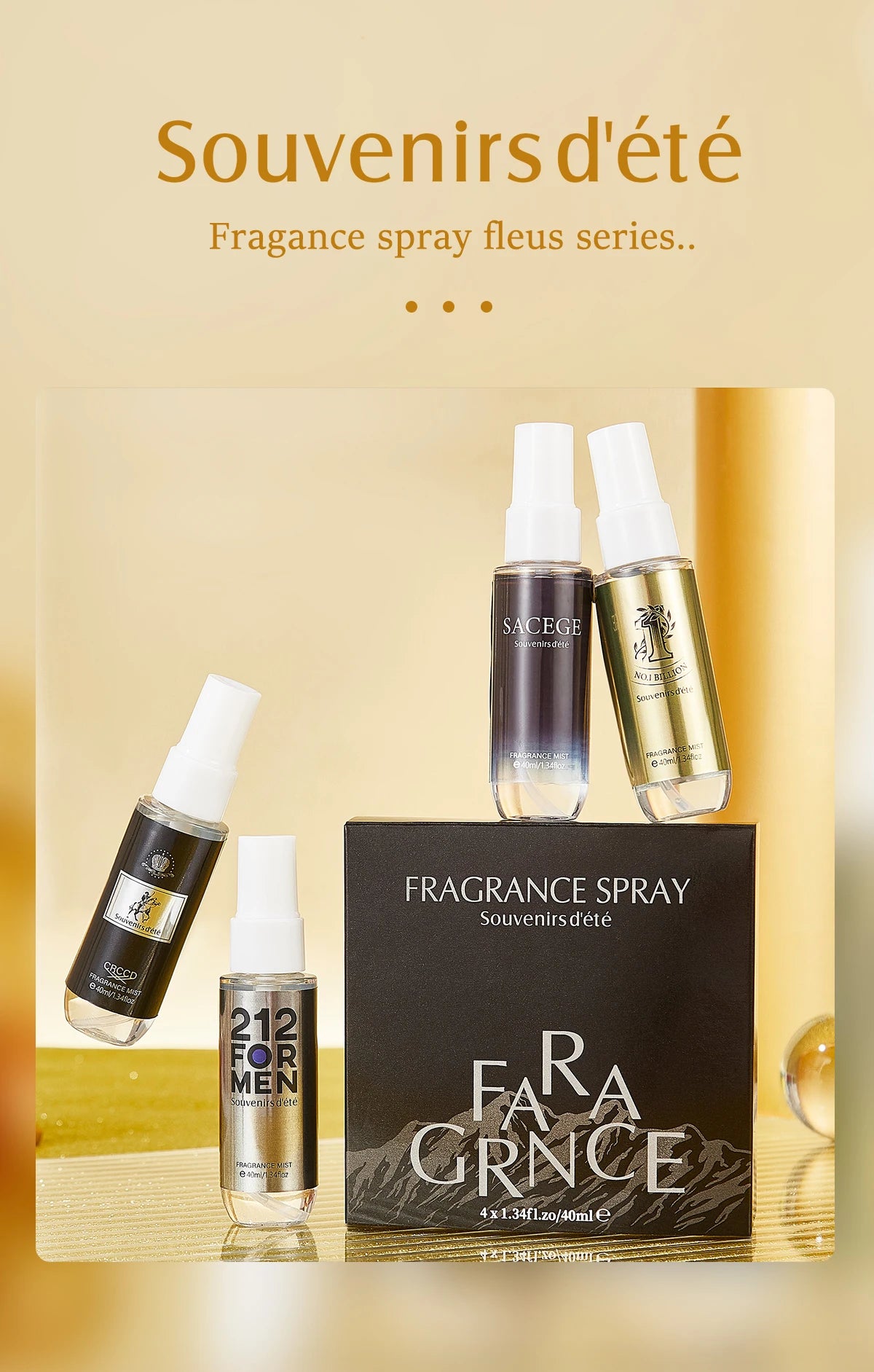 4 Piece Men Fragrance Spray Set Long Lasting Aromatic Cologne Gift