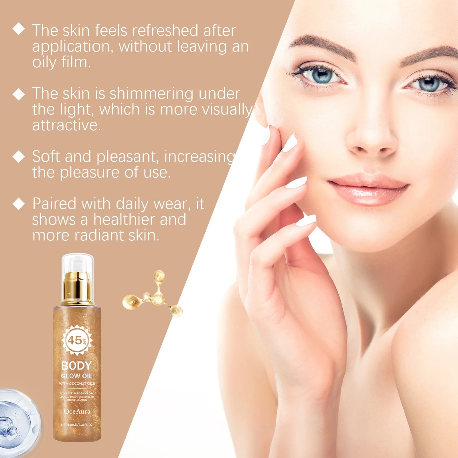SPF 45 Coconut Glowing Body Oil Sun Protection - 11