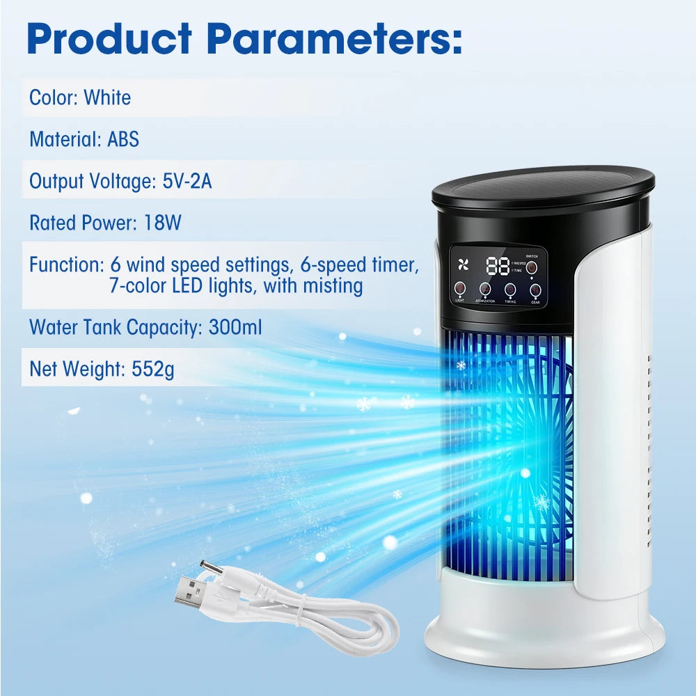 Portable Desktop Air Cooler and Humidifier Fan