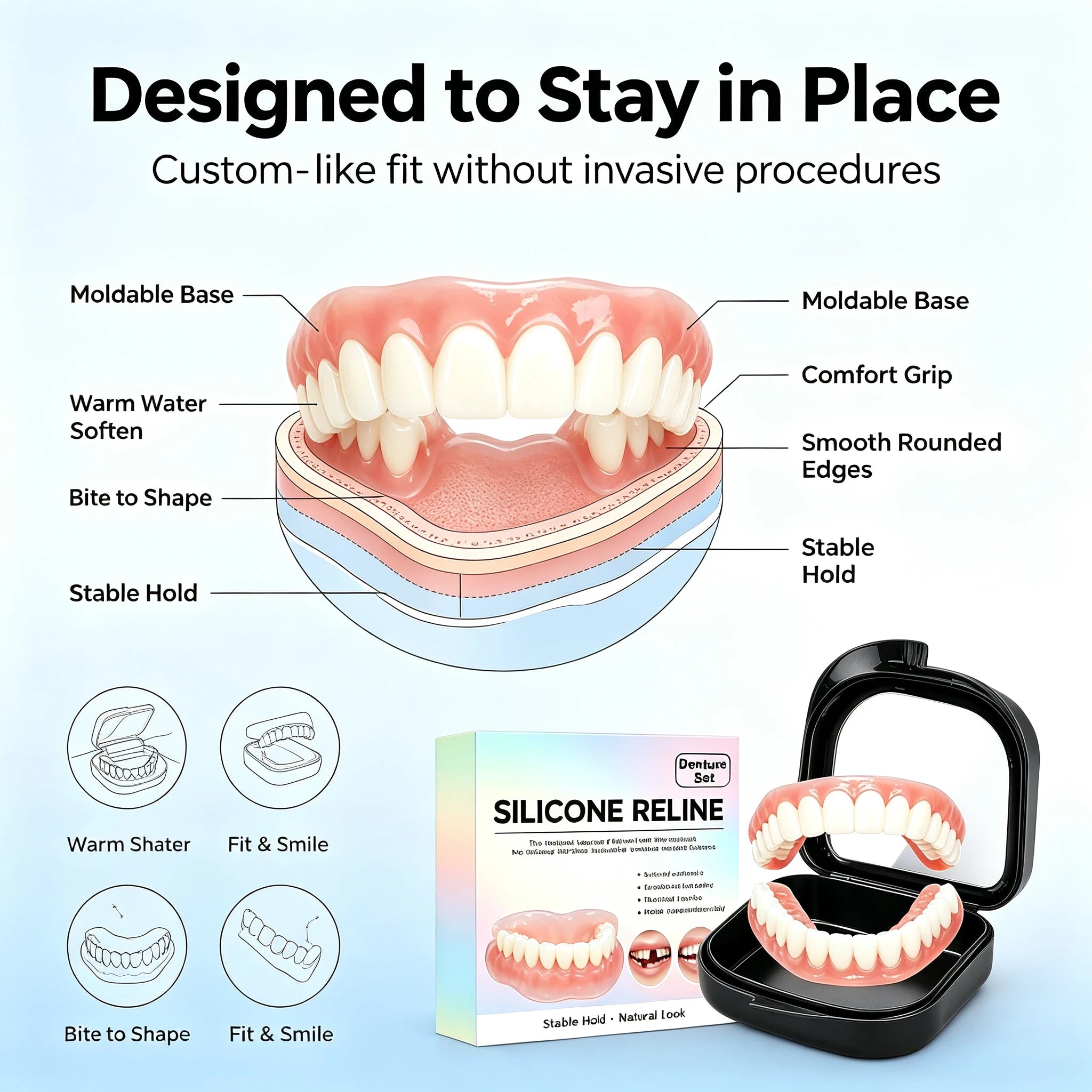 Comfort Fit Silicone Dentures for Instant Smile Correction - 11
