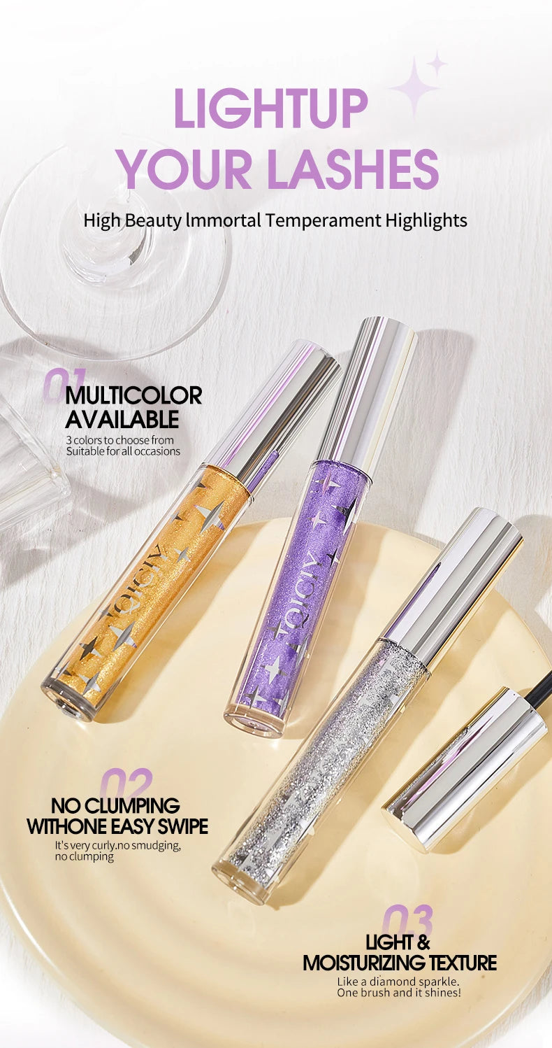 Glitter Mascara Waterproof Shiny Lash Enhancer for Party Makeup - 12