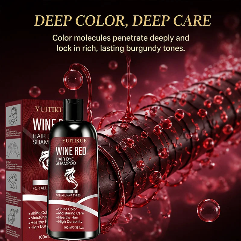 100ml Wine Red Hair Dye Shampoo Moisturizing Color Lock