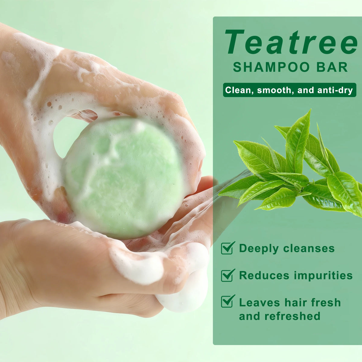 Tea Tree Shampoo Bar Oil Control Anti Dandruff Solid Hair Soap