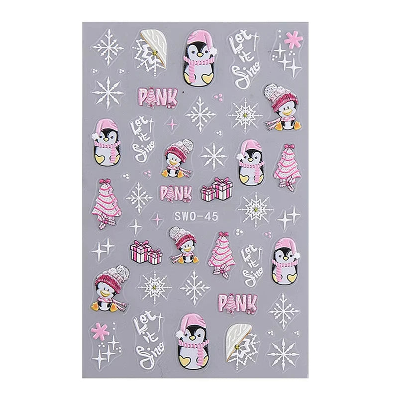 Festive Christmas Cartoon Nail Art Decals - 12