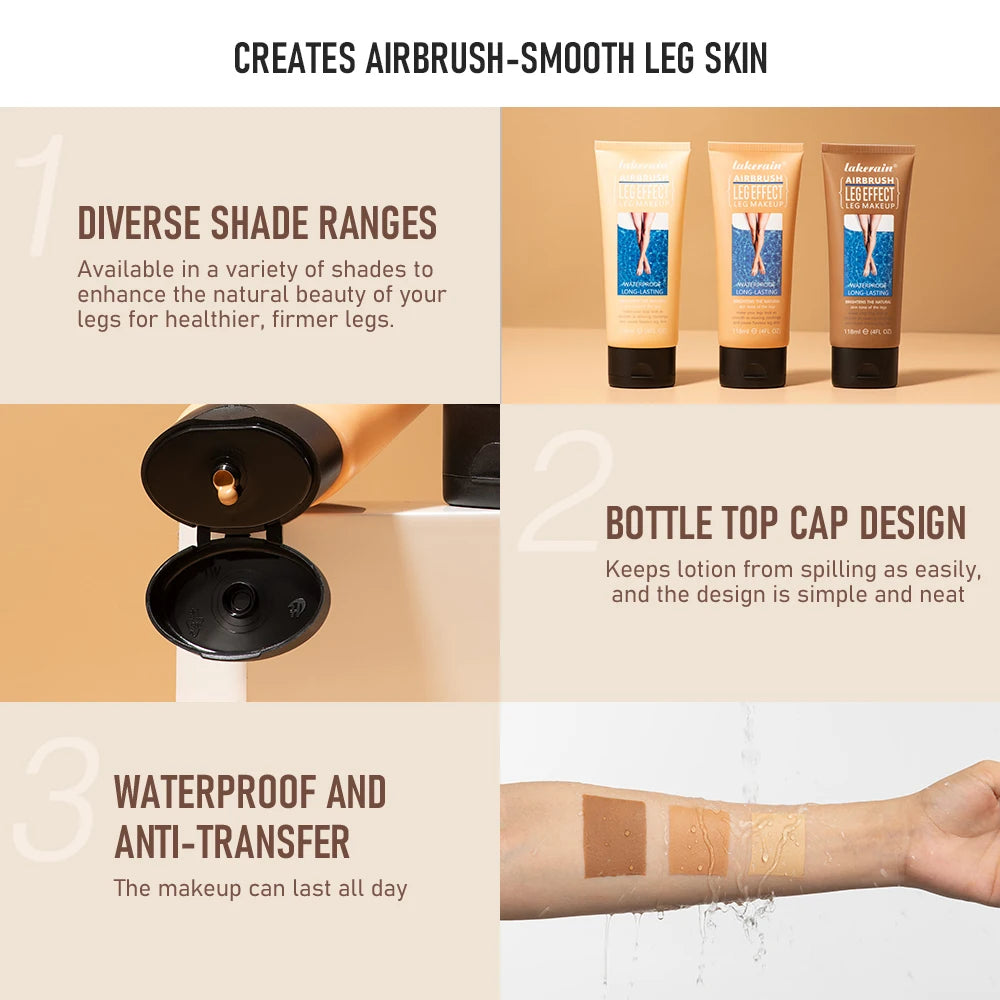 Waterproof Body Foundation and Leg Concealer with Applicator Glove - 3