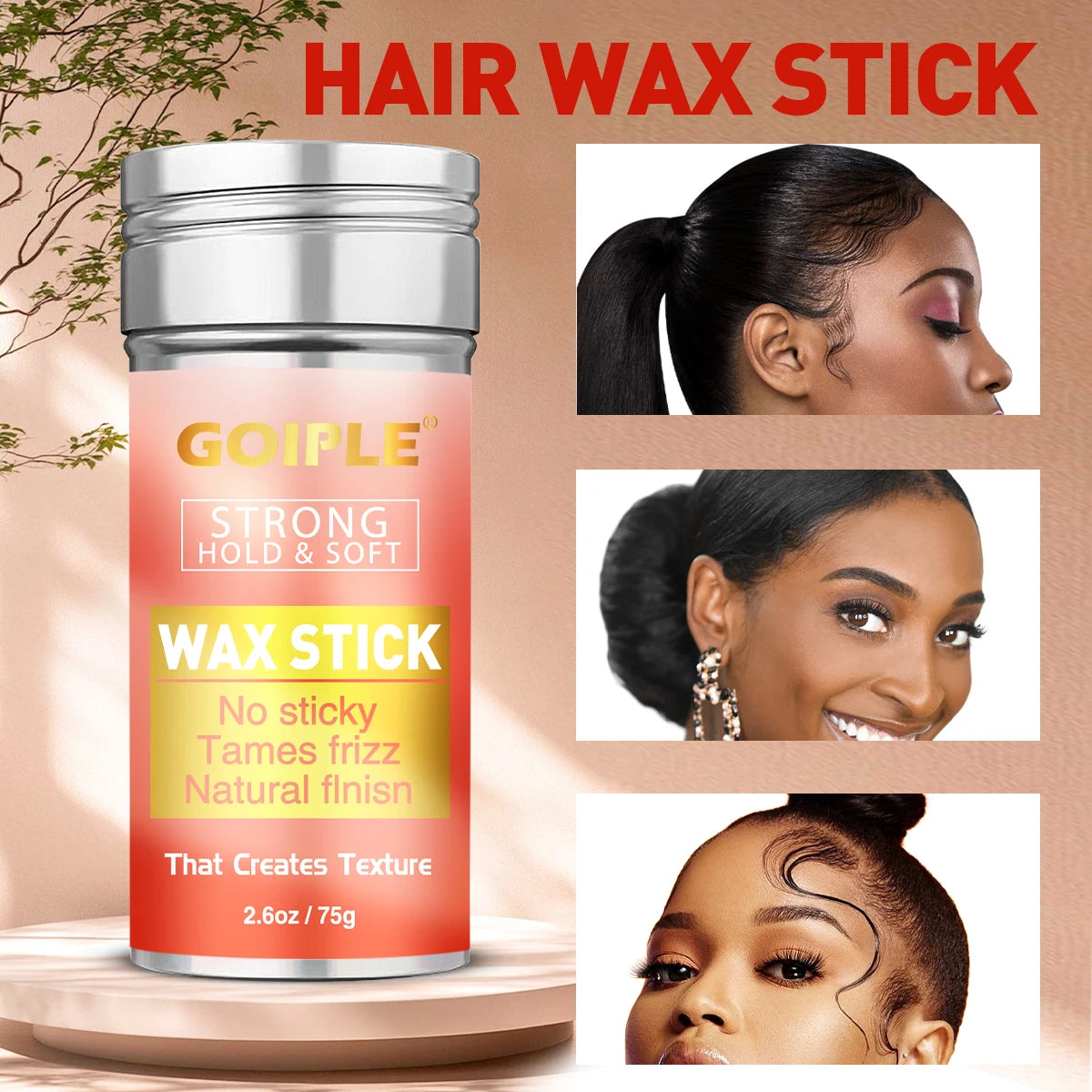 Goiple Hair Wax Stick and Styling Brush Set Anti Frizz Pomade